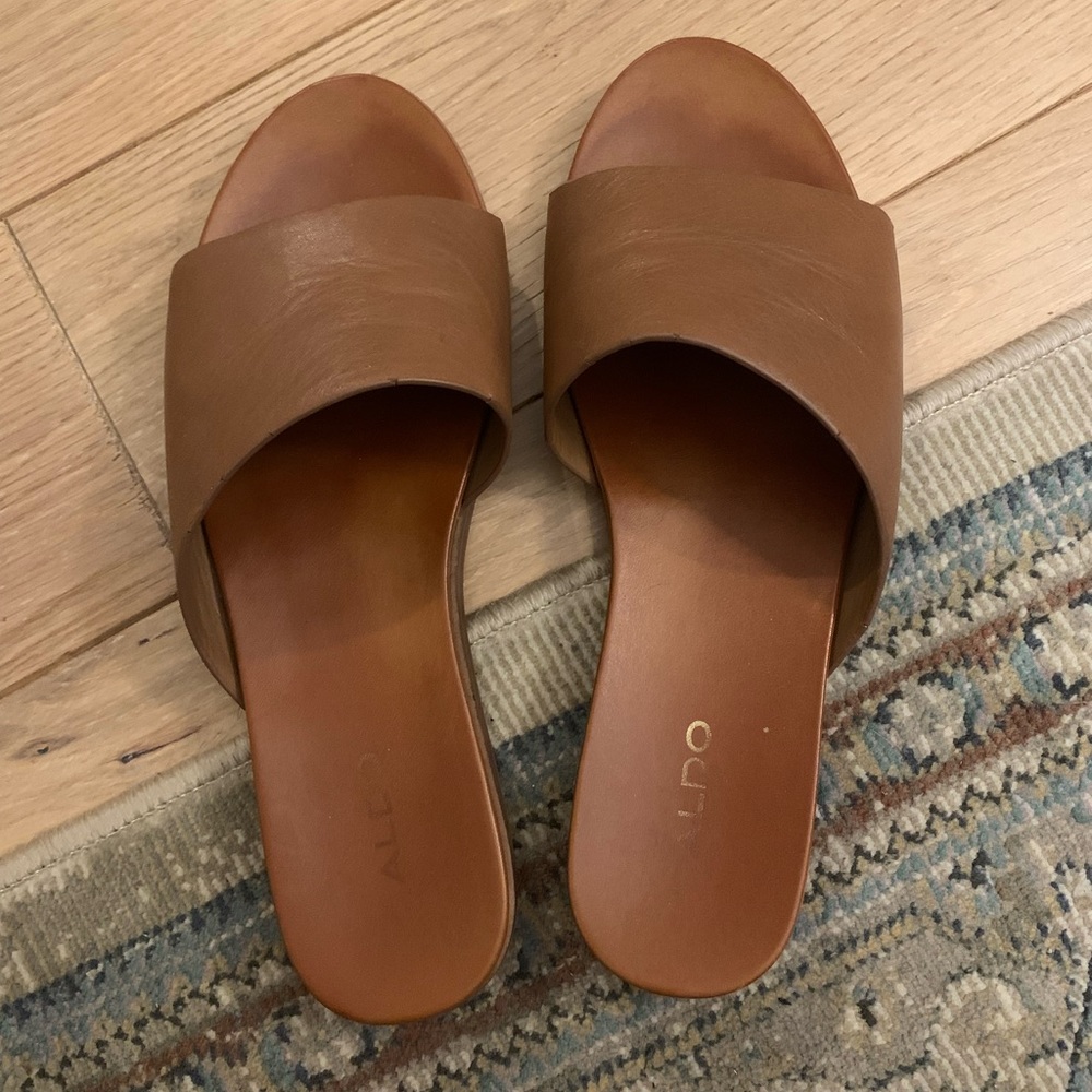 Brown slide sandals